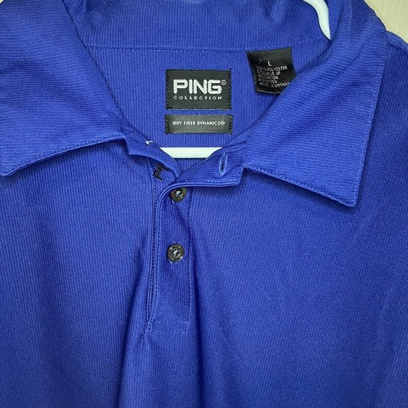Ping Collection Golf Polo Performance Dynamics Dark/Royal Blue Sleeve Logo SizeL - Picture 5 of 6